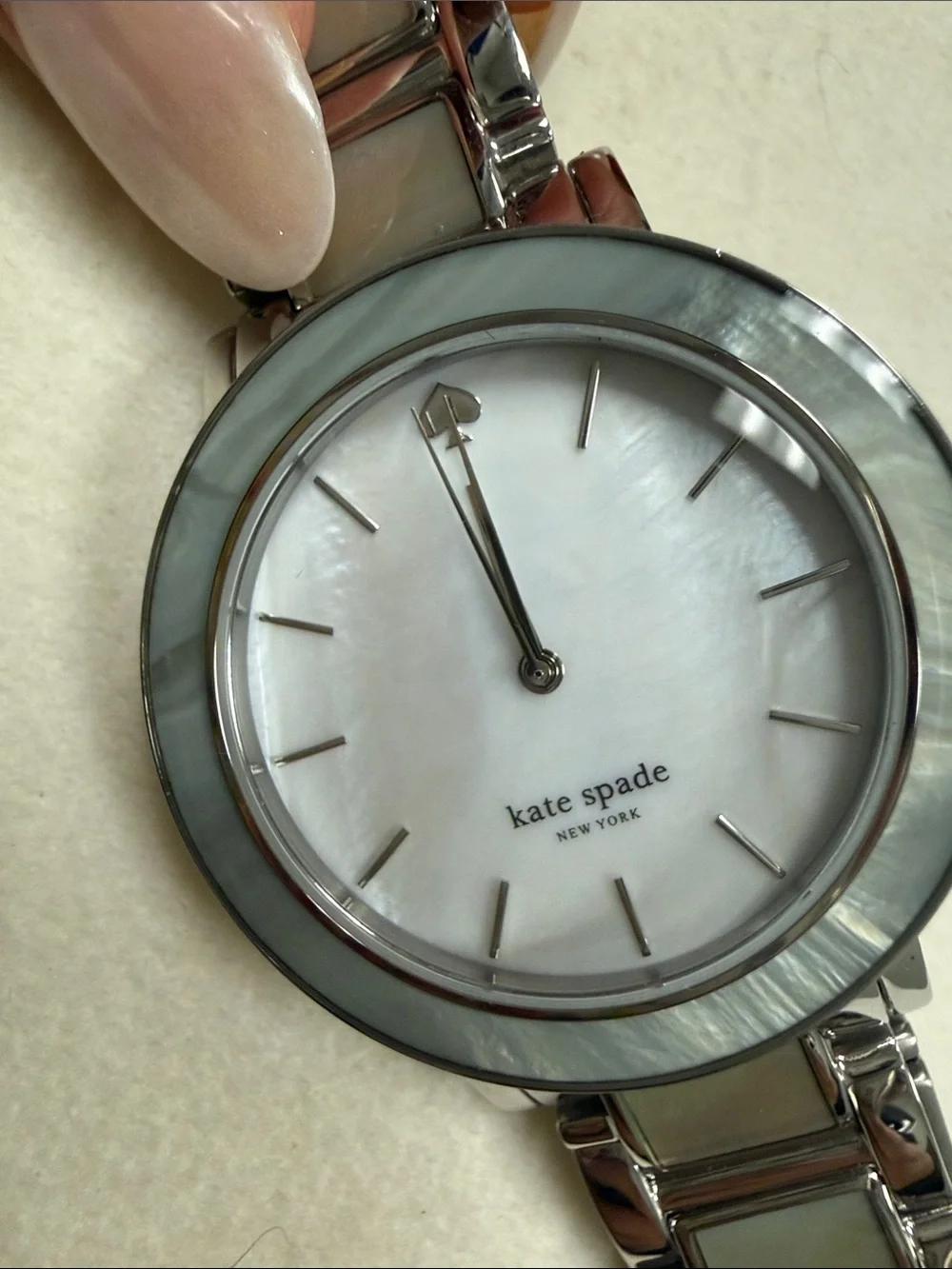 kate spade Silver and Mother of Pearl Round Bracelet Watch